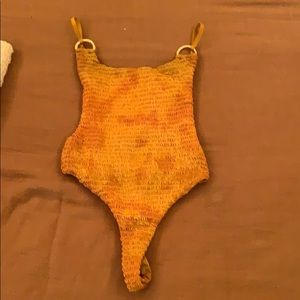 planet blue yellow tie dye one piece